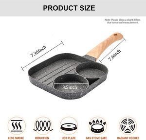 3-In-1 Anti-Aanbaklaag Aluminium Ei Koekenpan Met 3 Verdelers Wok Type Kookpan Voor Frituurpannen - Product Image 3