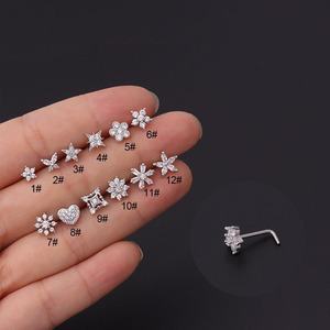 Piercing para la nariz, sin plomo, circonita, acero inoxidable - Product Image 3