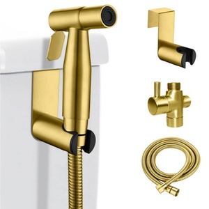 Kit de pulvérisateur de bidet en acier inoxydable doré pour toilettes, pulvérisateur à main avec crochet, tuyau, robinet en T, mini kit de pulvérisateur de robinet de toilettes - Product Image 1