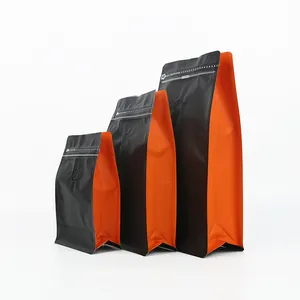 Gıda sınıfı kahve kesesi özel esnek ambalaj düz kare alt 1kg yeniden kullanılabilir alüminyum folyo mat siyah kahve çantası