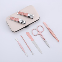 Ensemble de 7 coupe-ongles de luxe en or rose pour hommes et bébés, kit de soin des ongles avec étui et boîte