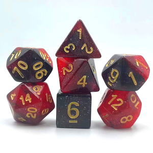 Feeron - Juego de 7 dados poliédricos de acrílico con purpurina galáctica azul y morado para juegos de rol D&D, DND, Pathfinder - Duraderos - Product Image 2