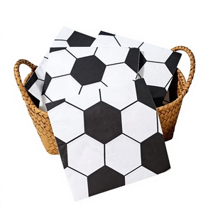 20 serviettes en papier/sac, thème football noir et blanc, <span class=keywords><strong>d</strong></span>écoration <span class=keywords><strong>de</strong></span> fête sportive, événements <span class=keywords><strong>de</strong></span> <span class=keywords><strong>d</strong></span>îner sur le thème du soccer, serviettes jetables pour fête - Product Image 1