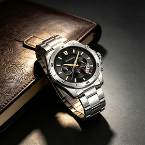 Montre à quartz personnalisée BESSERON 42 mm en acier inoxydable, chronographe pour homme, cadran analogique de luxe, fermoir pliant - Product Image 4