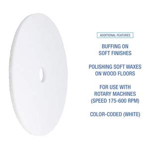 Pads de polissage pour sols Boardwalk BWK4024WHI de 24 pouces, blancs, pour le ponçage, 5 par carton, personnalisation OEM prise en charge - Product Image 5