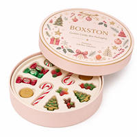 Boîtes cadeaux de Noël personnalisées haut de gamme de luxe, imprimées sur mesure, emballages rigides biodégradables pour chocolats avec plateau et doublure en éponge