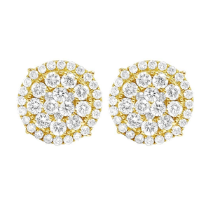 Fancy <b>Silver</b> Cluster <b>Stud</b> Earrings with Beautiful Lab Grown Diamonds 10K Gold Style Jewelry for Women - Product Image 1
