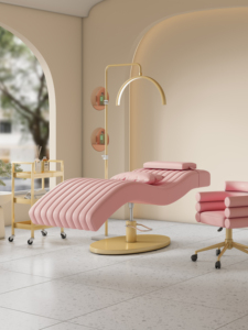 Table de massage de luxe moderne noir et or pour salon de beauté, lit de spa cosmétique facial inclinable, lit pour extensions de cils à vendre - Product Image 1
