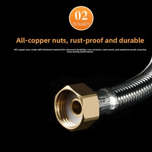 Tuyau tressé métallique anti-explosion haute pression en acier inoxydable 304 avec capuchon en cuivre pour chauffe-<span class=keywords><strong>eau</strong></span>, toilettes et <span class=keywords><strong>robinet</strong></span> <span class=keywords><strong>d</strong></span>'<span class=keywords><strong>eau</strong></span> froide/chaude (entrée/sortie) - Product Image 5