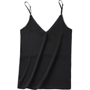 White <b>Halter</b> Top V Neck Sleeveless <b>Satin</b> Inner Layer Women's Tank Top Backless Solid Color Micro Elasticity - Product Image 5