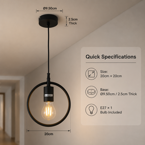 Lampe suspendue moderne en métal avec anneau, ampoule E27 incluse, pour salle à manger, chambre, cuisine, îlot, décoration intérieure, montage au plafond - Product Image 4