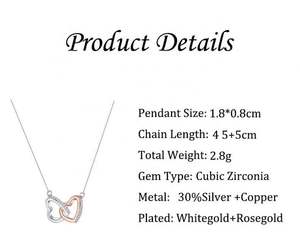 Collar de Acero Inoxidable con Corazón Bicolor Entrelazado Infinito Clásico para Mujer, Ideal para Regalo de Compromiso, Venta al por Mayor - Product Image 3