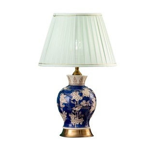 Luxury Ceramic <strong>Table</strong> <strong>Lamp</strong> with <strong>Funky</strong> Pink Bird and Flower Pattern Handmade Dome Shade Includes Power Outlet for Bedroom - Product Image 5