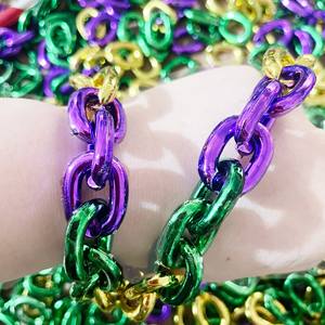 Collana a catena Jumbo Halloween eventi di carnevale forniture per feste di carnevale New Orleans da 84CM Big Mardi Gras Beads oro verde viola - Product Image 3