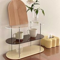 Support de rangement de bureau en verre à 3 niveaux pour tasses, présentoir décoratif pour cosmétiques et parfums