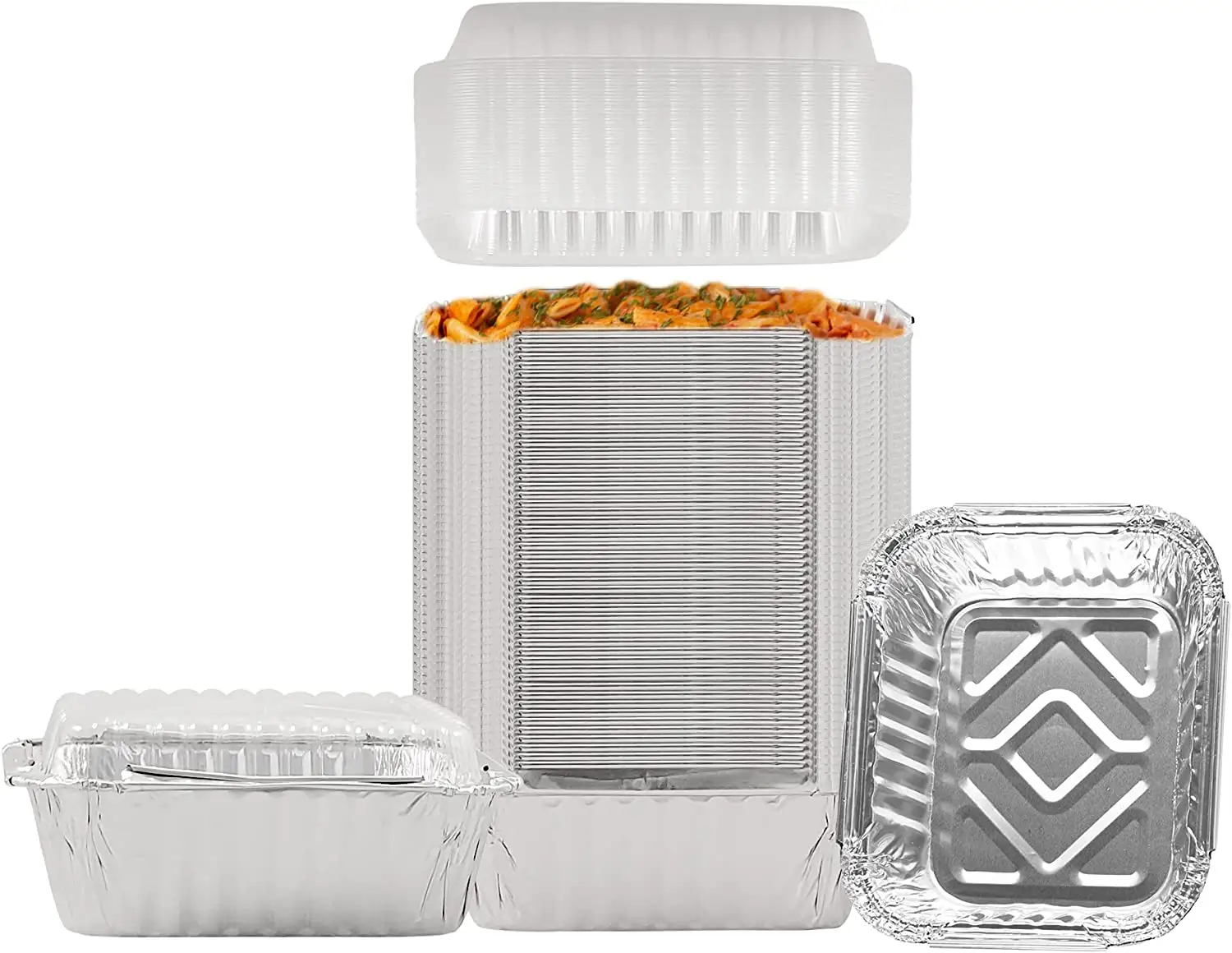 1lb Aluminum Foil Heating Takeaway Containers Pans with Lids
