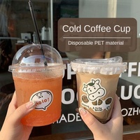 Gobelets en plastique jetables transparents avec logo imprimé personnalisé 12oz 16oz 22oz Gobelets à café et jus glacé avec couvercles Gobelets en plastique en PET