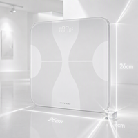 Báscula Inteligente de Grasa Corporal con Bluetooth, Vidrio Templado Blanco, Pantalla LED Oculta, Alta Precisión, Aparatos Electrónicos de Pesaje para el Hogar