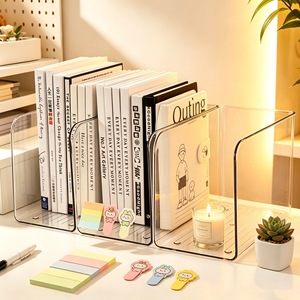 Transparent Acrylic Desktop Book Storage Box U Shaped Bookshelf For Books Student Dormitory Organizer High Transparency PET - Product Image 4
