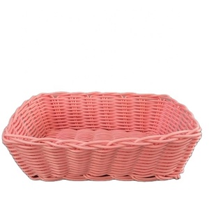Round plastic rattan handmade promotion gift basket fruit basket bread basket