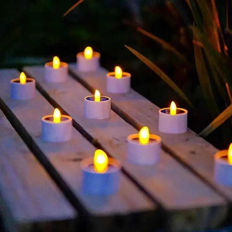 Candele solari per esterni a LED sfarfallio senza fiamma impermeabili e ricaricabili per la decorazione della festa in campeggio del giardino delle lanterne