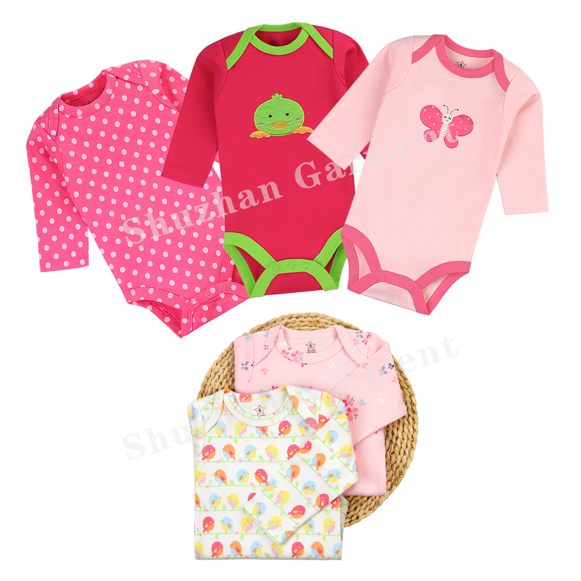 Tutine per neonati all'ingrosso con motivo casuale in cotone spot o abbigliamento personalizzato per neonati 0-24 mon collant tutine per bambini con maniche lunghe