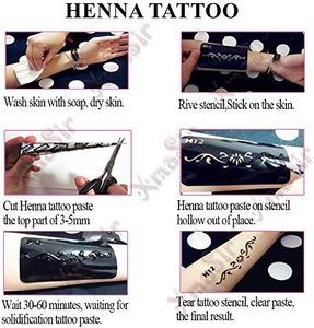 XMASIR, 22 hojas, Kit de plantilla de tatuaje de Henna de plástico, 50 Uds., pegatina de aerógrafo brillante, <span class=keywords><strong>tatuajes</strong></span> <span class=keywords><strong>temporales</strong></span> de Henna negros árabes indios - Product Image 6