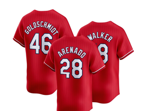 เสื้อเบสบอลคาร์ดินัลส์ เมนส์ เรด ซิตี้ คอนเน็คท์ รุ่นอารีนาโด # 28 โกลด์ชมิดท์ # 46 วอล์คเกอร์ # เสื้อแฟนคลับแขนสั้นปักชื่อหมายเลข 18 - Product Image 1