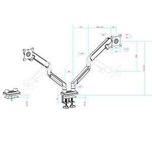 Support de moniteur incurvé 2026 blanc réglable avec <span class=keywords><strong>bras</strong></span> de fixation noir <span class=keywords><strong>pour</strong></span> double écran d'ordinateur de bureau - Product Image 2