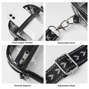 Borsa a tracolla trasparente impermeabile con tracolla regolabile in jacquard, disponibile nelle taglie grande, media e piccola. - Product Image 2
