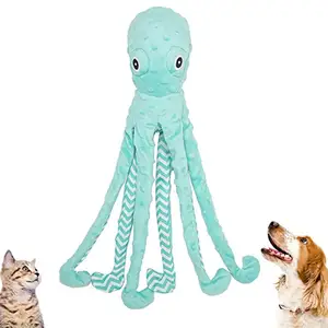 大型可爱章鱼吱吱作响柔软搞笑宠物狗咀嚼玩具耐用狗玩具宠物配件狗毛绒玩具