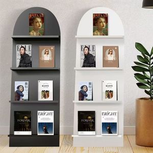 Estante de almacenamiento de madera minimalista moderno para uso doméstico, expositor de periódicos y revistas montado en la pared, expositor de arte de varios niveles para cafeterías - Product Image 4