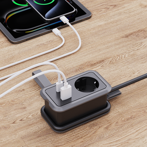 ปลั๊กไฟพกพา KC/GS แบบ 4-in-1 สะดวกสบาย รองรับการชาร์จเร็ว PD20W พร้อมพอร์ต USB-A และ 2 พอร์ต TYPE-C พร้อมสายชาร์จ - Product Image 6