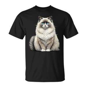 T-shirt Ragdoll Cat noir unisexe taille adulte grande taille cadeau pour les amoureux des animaux - Product Image 1