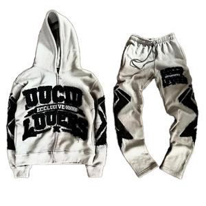 Ensemble survêtement personnalisé délavé à l'acide pour homme, broderie usée, pantalon de survêtement et sweat à capuche 500 g/m², streetwear Y2K pour homme, pour le jogging - Product Image 1