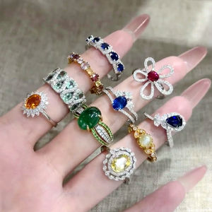 Anillos de piedras preciosas naturales, plata de ley 925, estilo bohemio, anillo de mujer, plata 925, anillo de plata 929, anillo de boda de plata, anillo femenino - Product Image 1