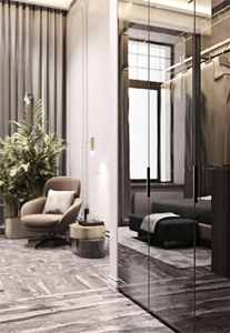 Armoire moderne de luxe avec cadre en aluminium et porte en verre, organisateur de vêtements, armoire en bois, meubles de chambre à coucher, dressing - Product Image 6