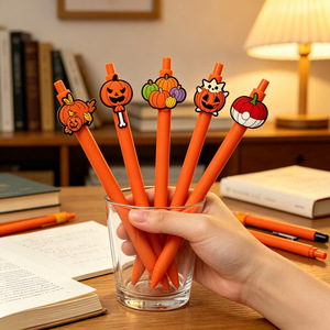Penna a Sfera Nera per Esami Studenti, Penna a Pressione con Design Zucca di Halloween, Penna per Ufficio e Firma - Product Image 3