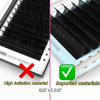 Extensions de cils de volume russe d'épaisseur 0.15mm noir mat qualité supérieure Dd Curl cils individuels 25mm plateaux simples