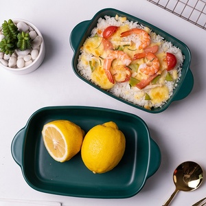 Bandeja de cerámica para hornear en el hogar, plato para arroz y queso, vajilla de plata, tazón de arroz, plato para fruta, <span class=keywords><strong>horno</strong></span> <span class=keywords><strong>microondas</strong></span> de China - Product Image 4