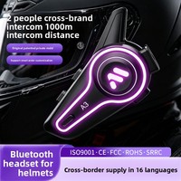 Headset Interkom Dua Arah Model A3 Pro untuk Sepeda Motor, Tahan Air, Pemasangan di Helm, Peredam Kebisingan, Musik