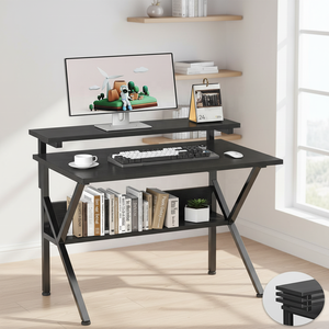 27.5 Inch Small <strong>Desk</strong> for Computer Small Spaces Adjustable Monitor Stand <strong>Compact</strong> Storage Tiny <strong>Desk</strong> Study/Bedroom/Home - Product Image 5