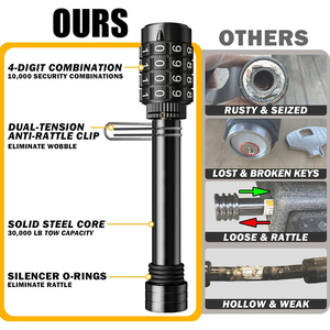 Verrou de sécurité pour attelage de remorque, <span class=keywords><strong>goupille</strong></span> de 5/8 po avec une longueur utilisable de 3,5 po, capacité de charge de 30 000 lb - Verrou de sécurité robuste pour récepteurs de 2 po et 2,5 po - Product Image 5