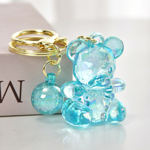 Porte-clés Ours Transparent en Acrylique, Pendentif Ours en Cristal Coloré, Accessoires pour Sacs, pour Machine à Griffes et Boîte Mystère - Product Image 4