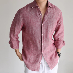 Camicie da <span class=keywords><strong>Uomo</strong></span> OEM di Alta Qualità in <span class=keywords><strong>Misto</strong></span> <span class=keywords><strong>Lino</strong></span> Traspirante con Colletto a Punta, Ideali per Business Casual, Banchetti, Matrimoni, Balli di Fine Anno, Anti-Piega - Product Image 1