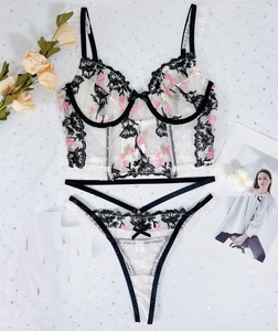 Ensemble de lingerie pour femmes, style doux et tendance, dentelle brodée, sous-vêtements sexy pour femmes - Product Image 6