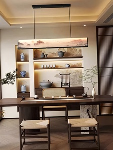 Lampe suspendue <span class=keywords><strong>LED</strong></span> carrée en cuivre massif, réglable en hauteur, design Song Aesthetics, Thousand Li Rivers Mountains, par un designer chinois - Product Image 4