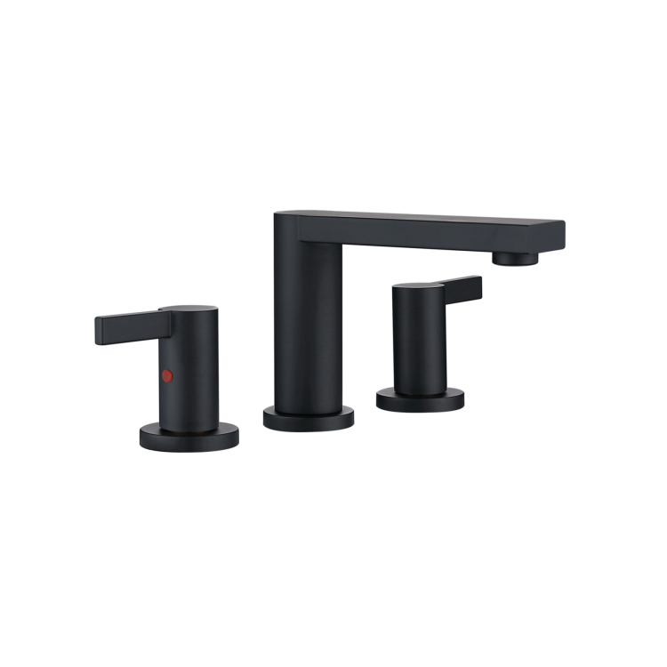 Matte Black Badkamer Kraan 3 Stuks Wijdverspreide Zwarte Muur Bureau Mounted Badkuip Tap Waterval Uitloop Basin Sink Mengkraan