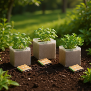 Kit de Cultivo de Hierbas Ecológico de Marca Blanca, Juego de Macetas Cúbicas para Cultivo Interior de Albahaca, Menta y Perejil, Hecho en Italia - Product Image 3