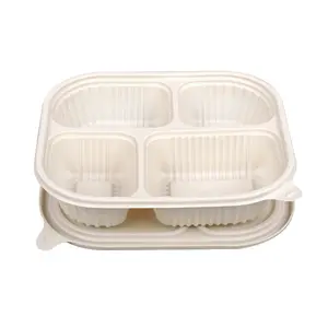 Caja de embalaje de alimentos para llevar con calentamiento por microondas de 3, 4 y 5 compartimentos, contenedor de alimentos de almidón de maíz biodegradable